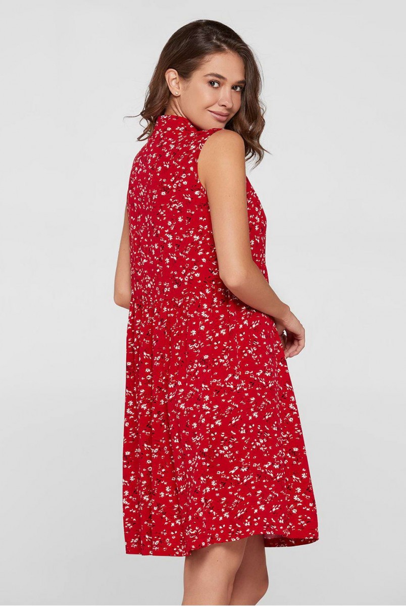 Платье летнее Sofia Красный в цветок для беременных