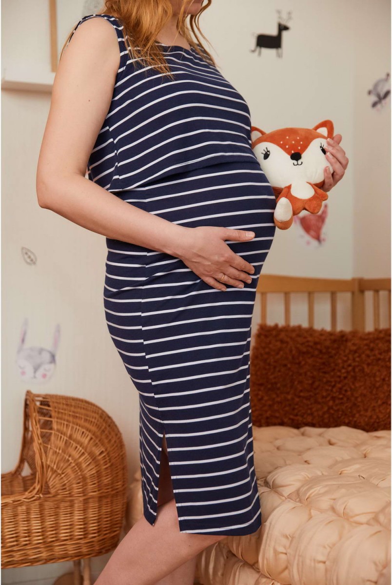 Платье Sicilia синее в белую полоску для беременных и кормления