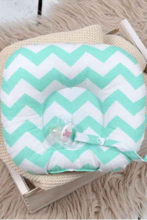 Дитяча подушка для новонароджених з тримачем М'ятний зигзаг