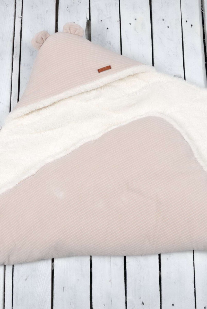 Зимний велюровый конверт-одеяло на махре Velvet бежевый