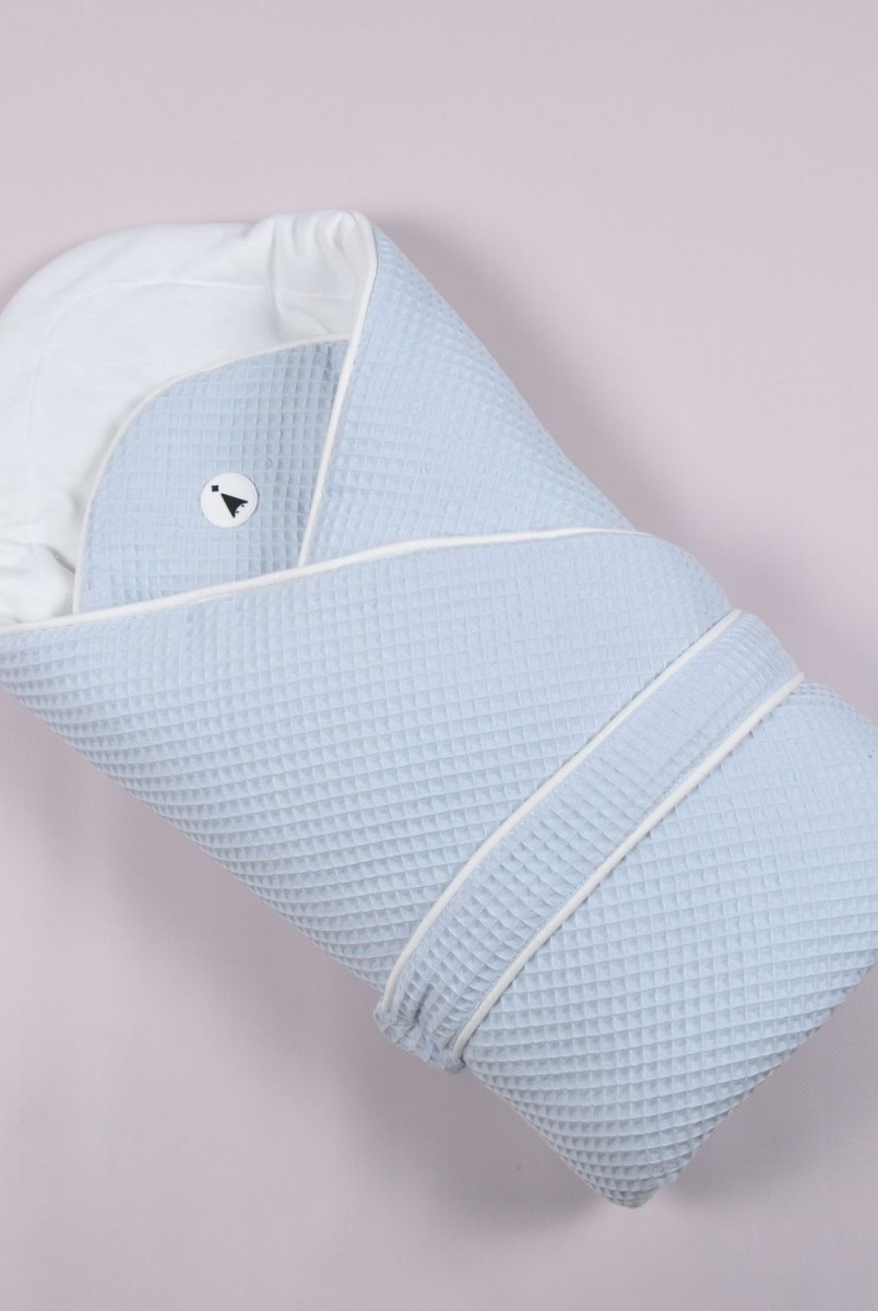 Демисезонный вафельный конверт-одеяло для детей MagBaby Kyle голубой