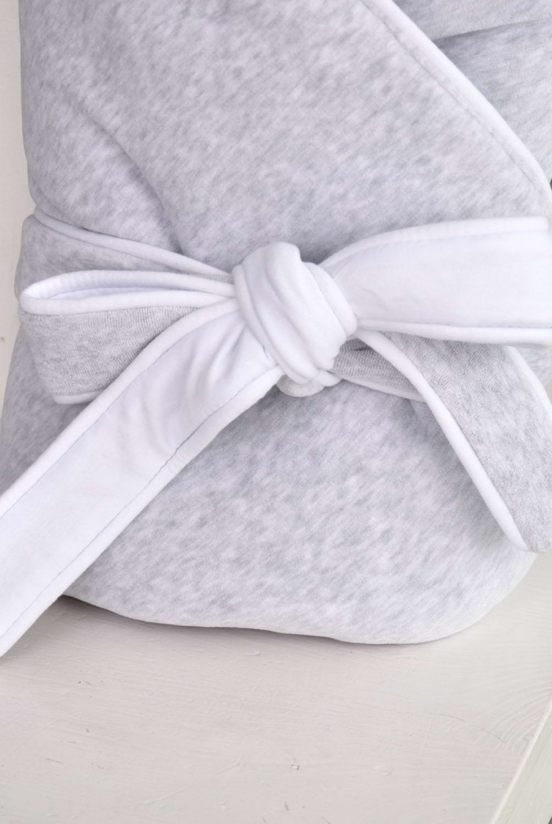 Велюровый конверт-одеяло на трикотаже на выписку серый меланж 