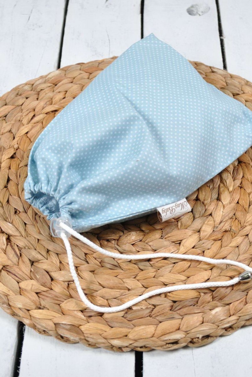 Накидка для кормления + сумочка-чехол Точечки на голубом