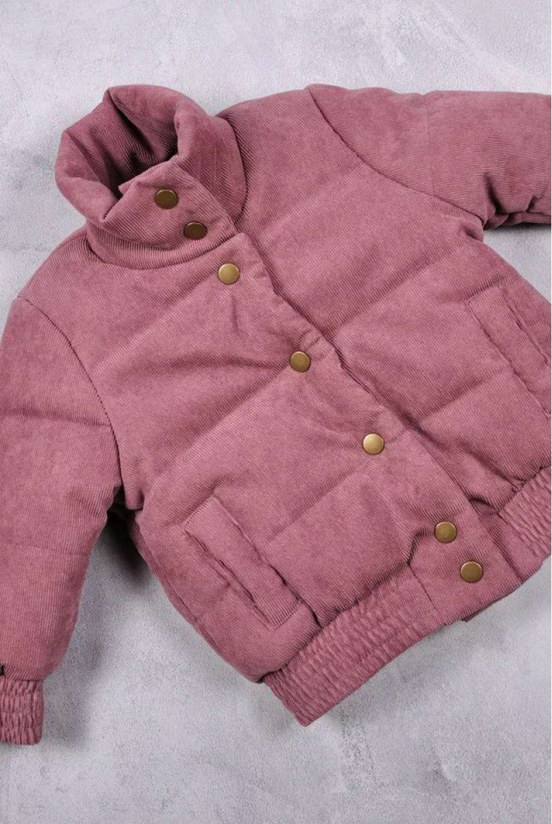 Демісезонна вельветова куртка бомбер "Line" рожева