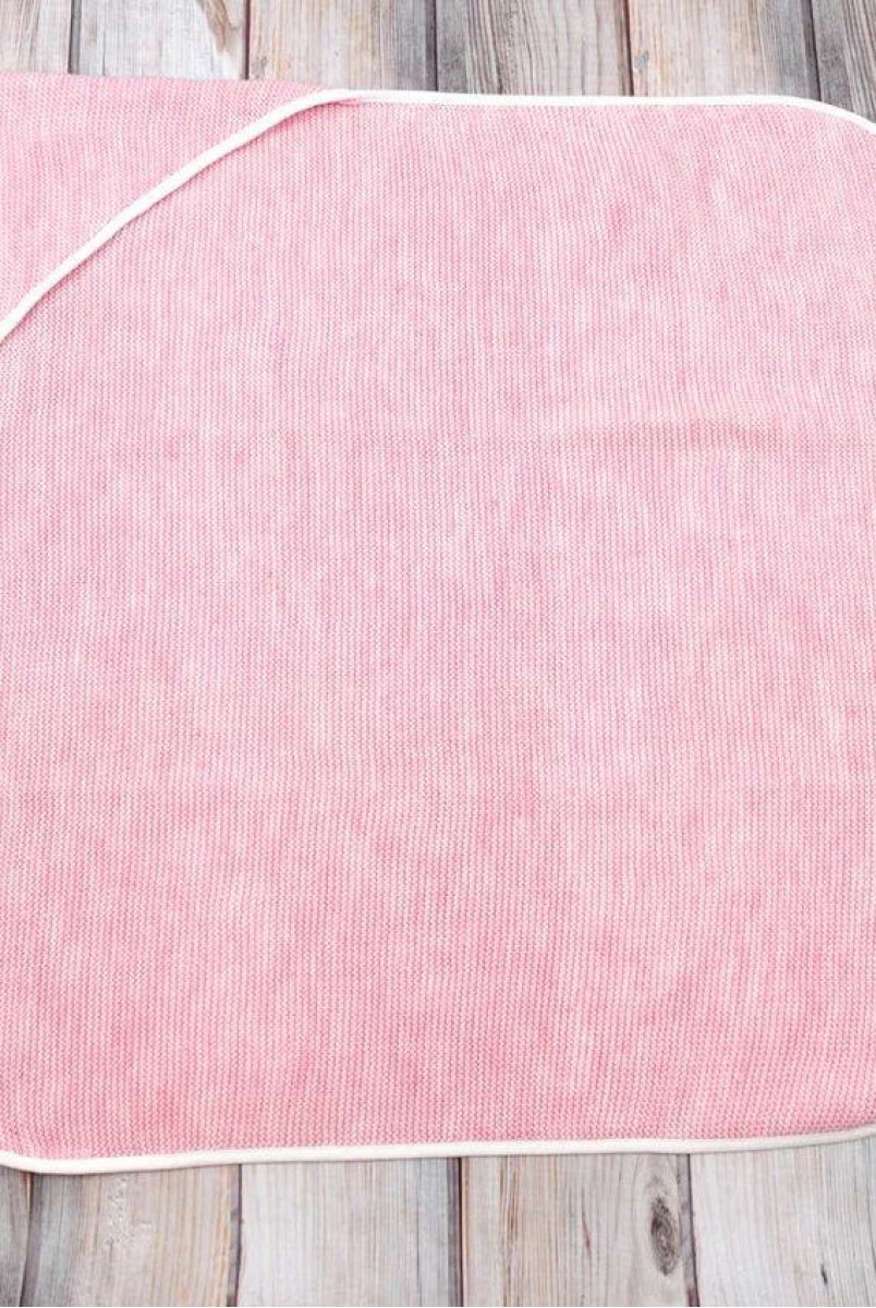 В'язаний конверт-плед з пензликом рожевий меланж