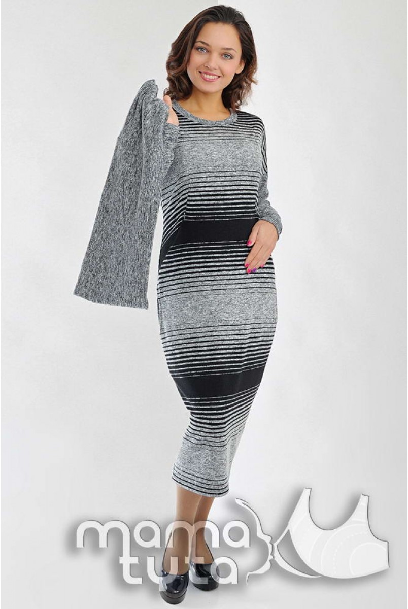 Сукня + снуд СІМОНА сіро-чорний А142.7 для вагітних і годування
