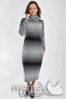Платье + снуд СИМОНА серо-черный А142.7 для беременных и кормящих