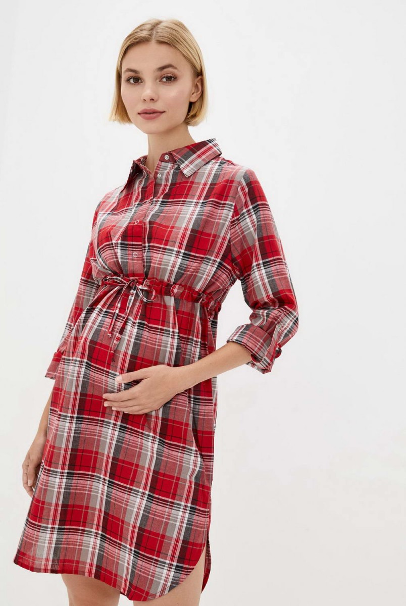 Сорочка-сукня в клітку для вагітних і годування