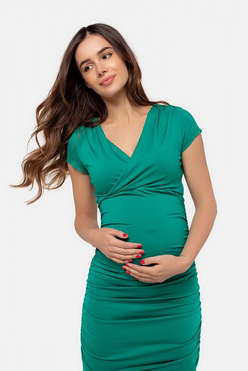 Платье-футляр изумруд для беременных и кормящих