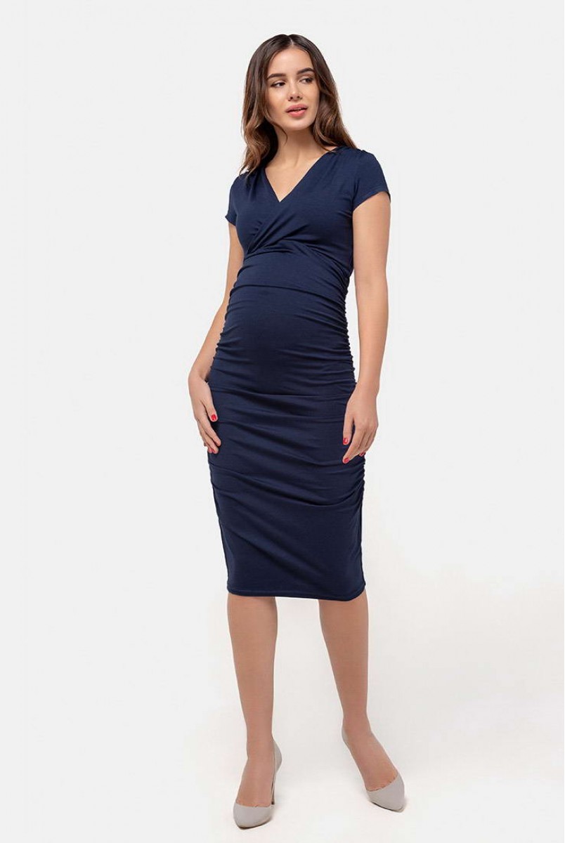 Сукня-футляр темно-синій для вагітних і годування