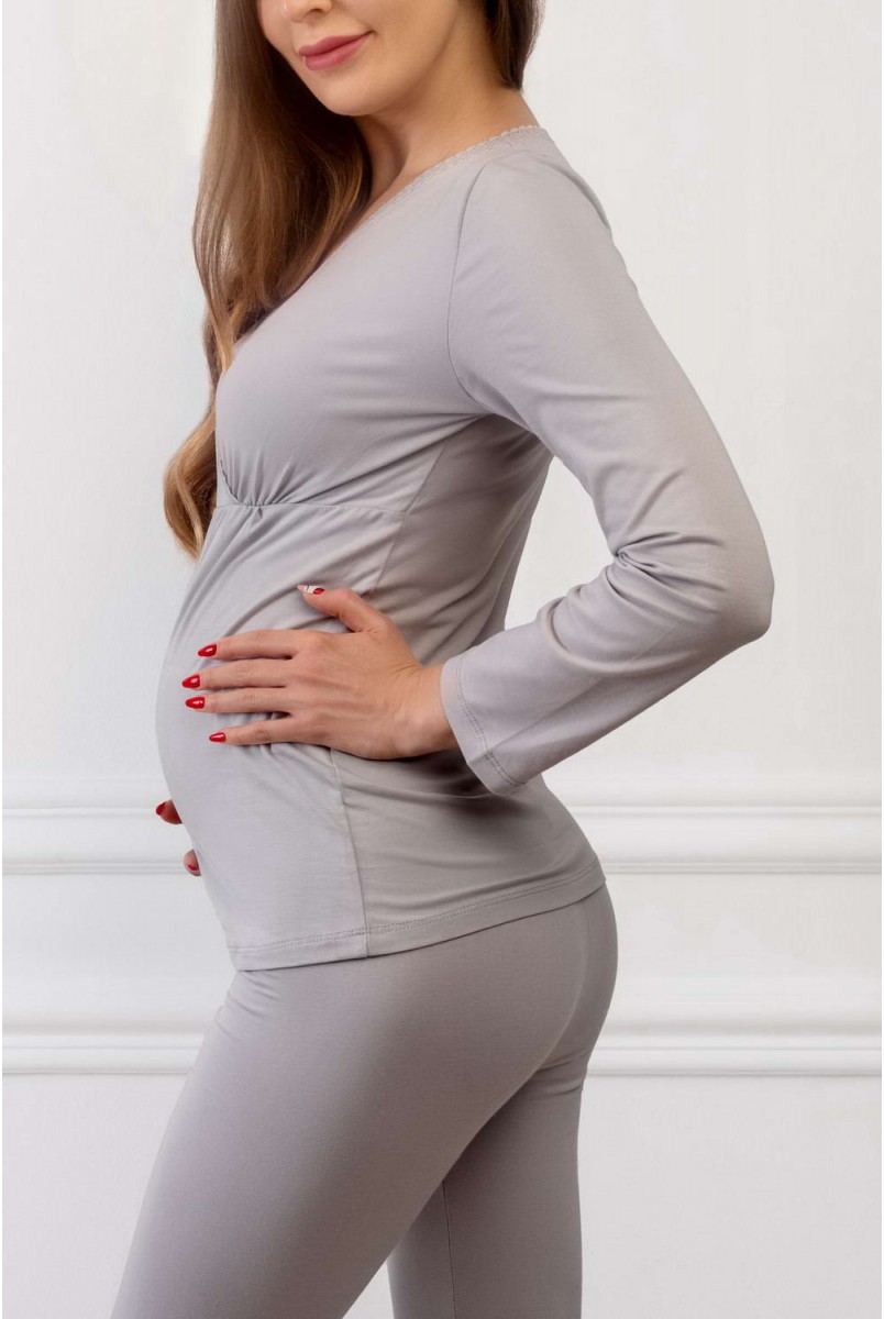 Пижама термо Mirelle (жемчужно-серый) для беременных и кормящих