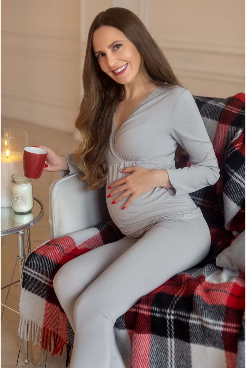 Піжама термо Mirelle (перлинно-сірий) для вагітних і годування