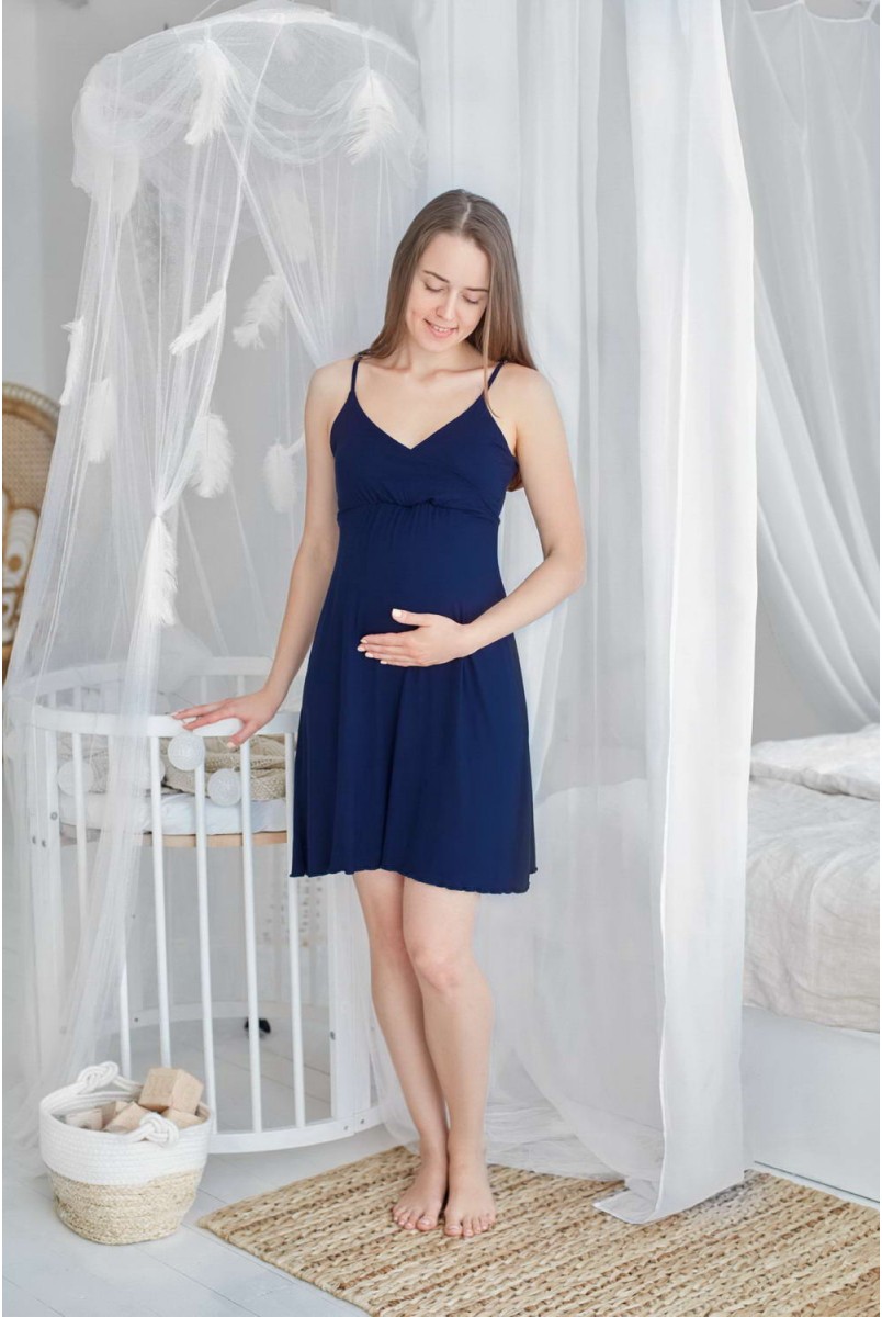 Нічна сорочка Mirelle (темно-синій) для вагітних і годування