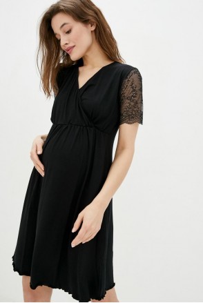 Ночная рубашка Grace черный для беременных и кормления