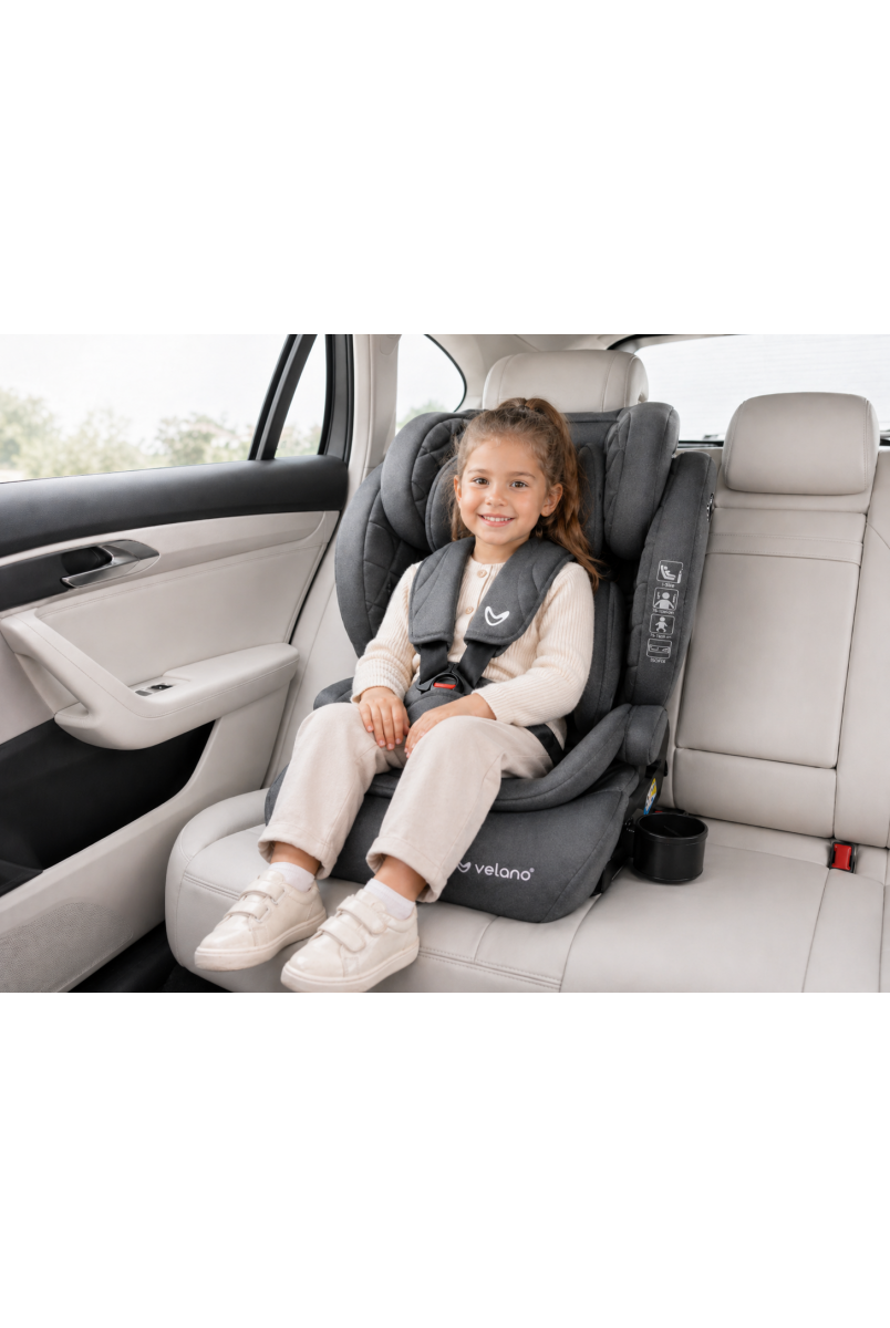 Автокрісло VELANO Flexo i-Size 76–150 см, ISOFIX + Top Tether/ремінь, grey