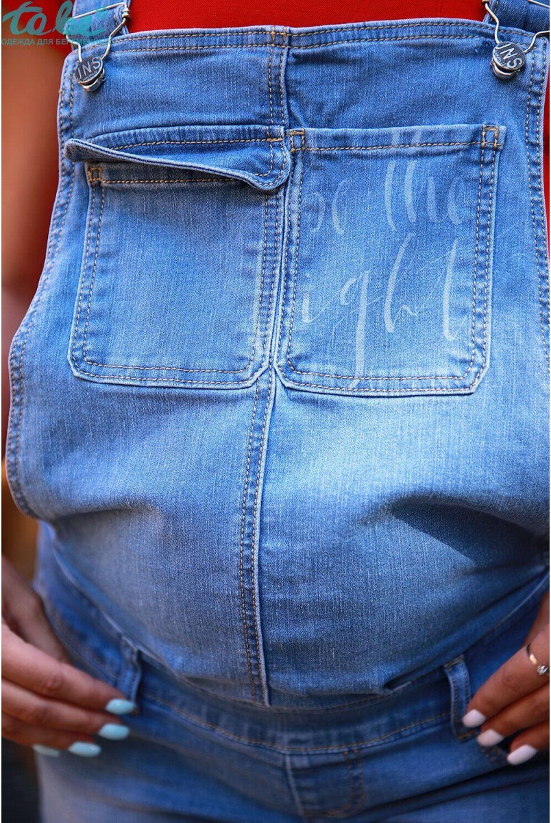 Полукомбинезон джинсовый арт. 4175432 синий варка для беременных