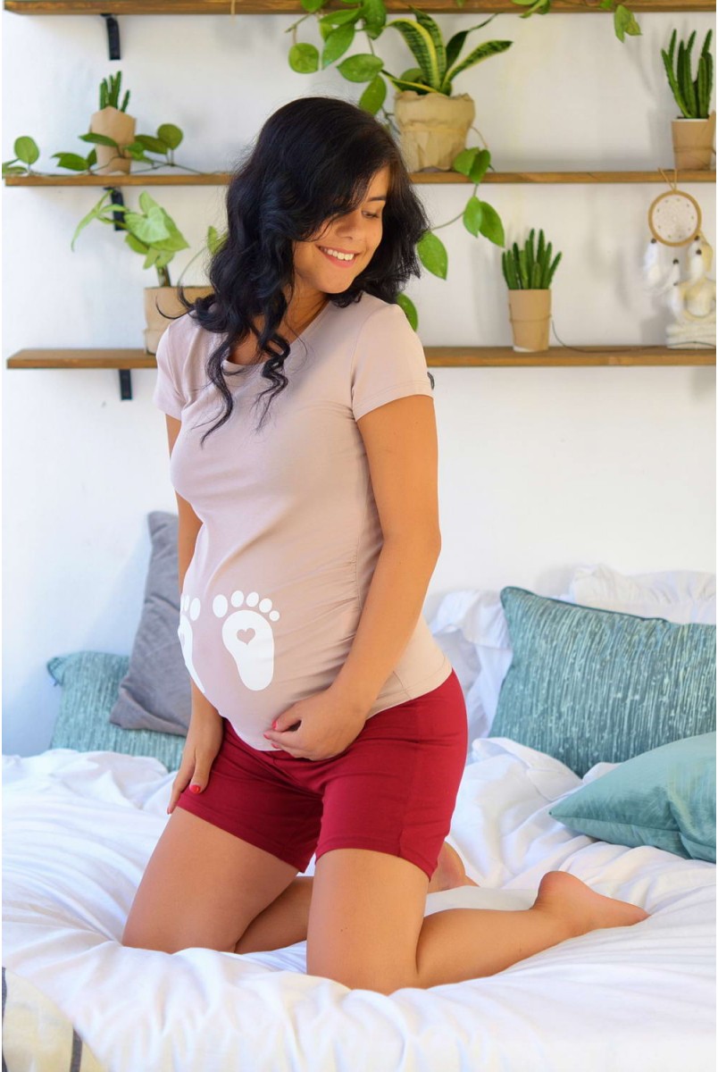 Шорти 3234041 бордові для вагітних