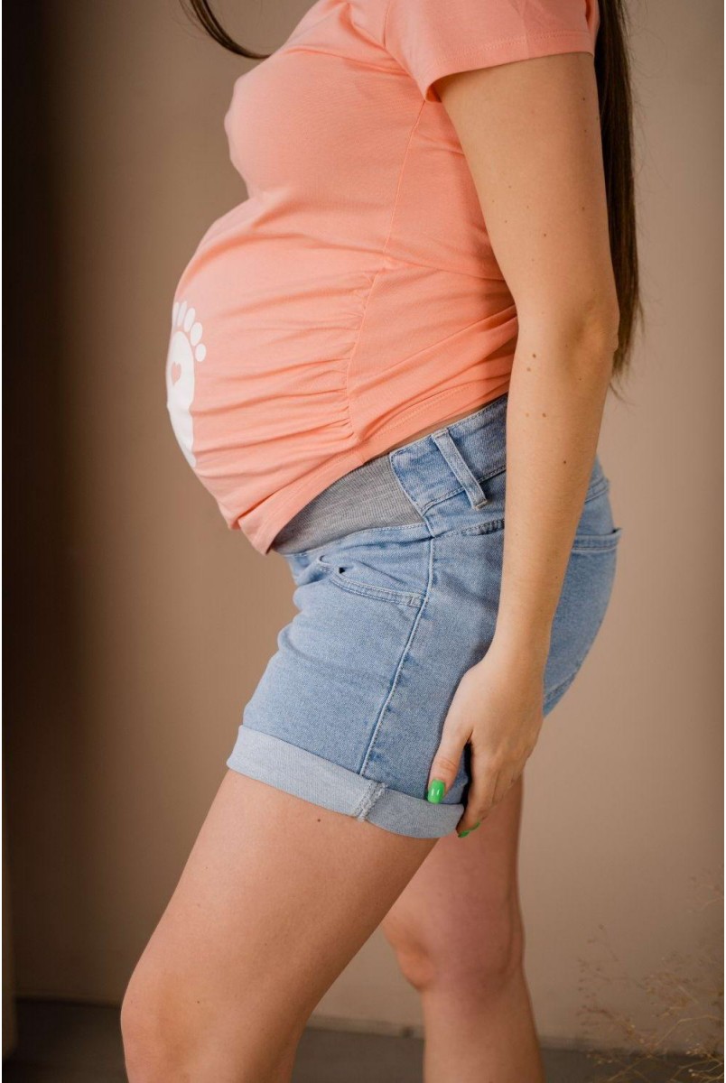 Шорты джинсовые 4174491 голубой для беременных