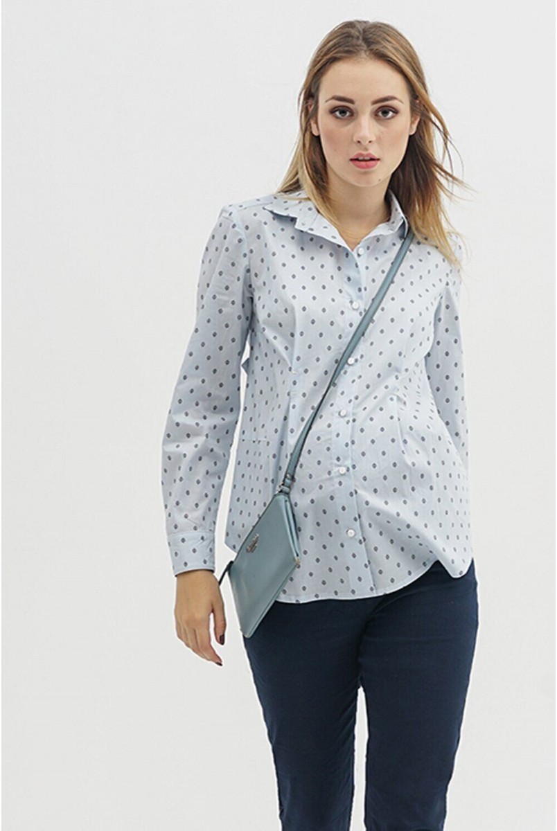 Блуза 1308224 сірий-квіточка для вагітних