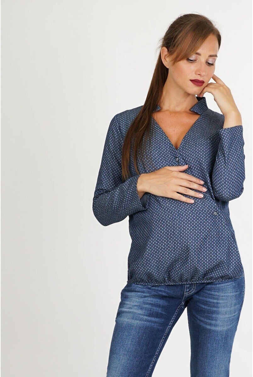Блуза 4011651 синий для беременных и кормления