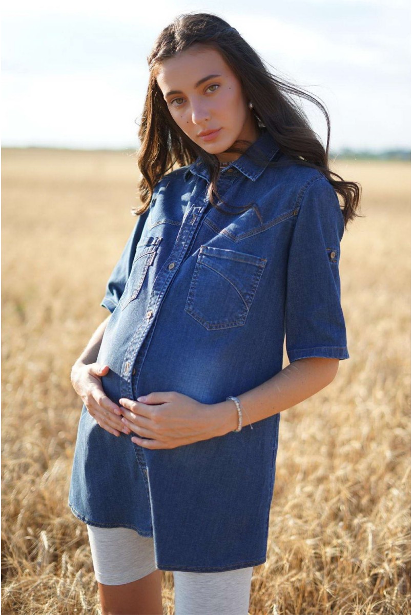 Блуза 898411 синій варка 3 для вагітних і годування