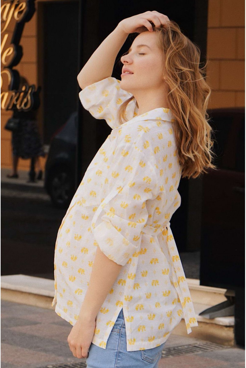 Блуза (рубашка) 4241715 желтый для беременных и кормления