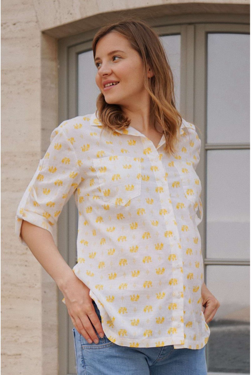 Блуза (сорочка) 4241715 жовтий для вагітних і годування