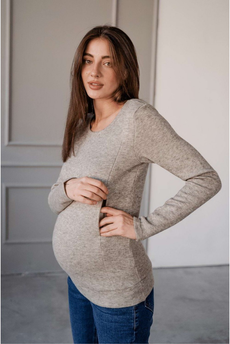 Джемпер 4015134 серый для беременных и кормления