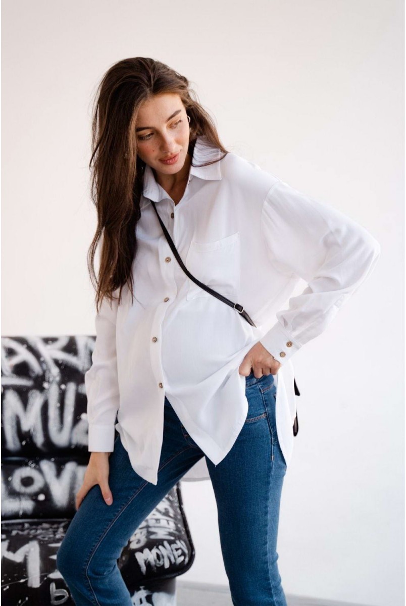 Блуза рубашка 2101731 белый для беременных и кормления