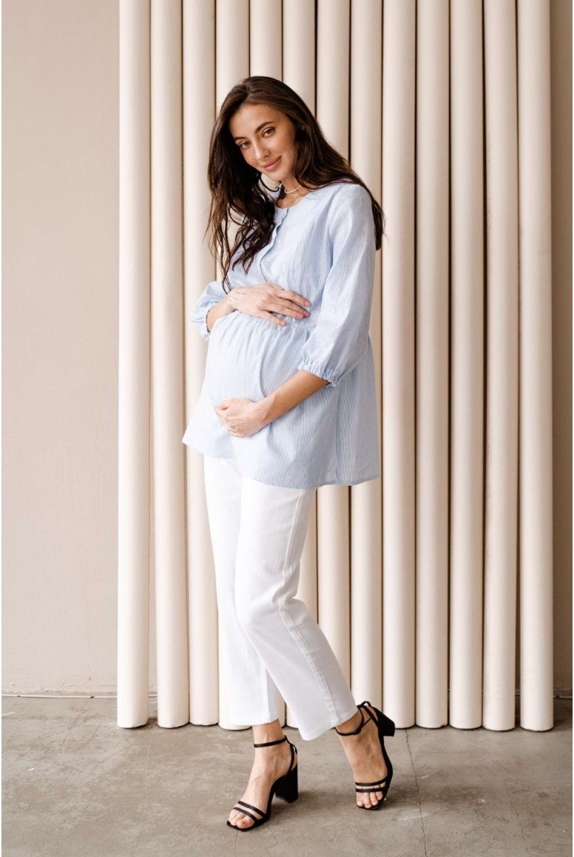 Блуза 4317737 Блакитний для вагітних і годування