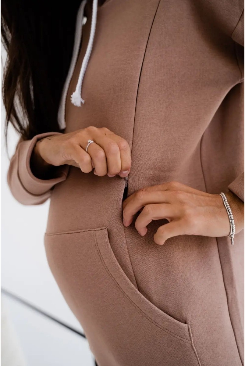 Теплый худи для беременных и кормления To be 4197115 коричневый