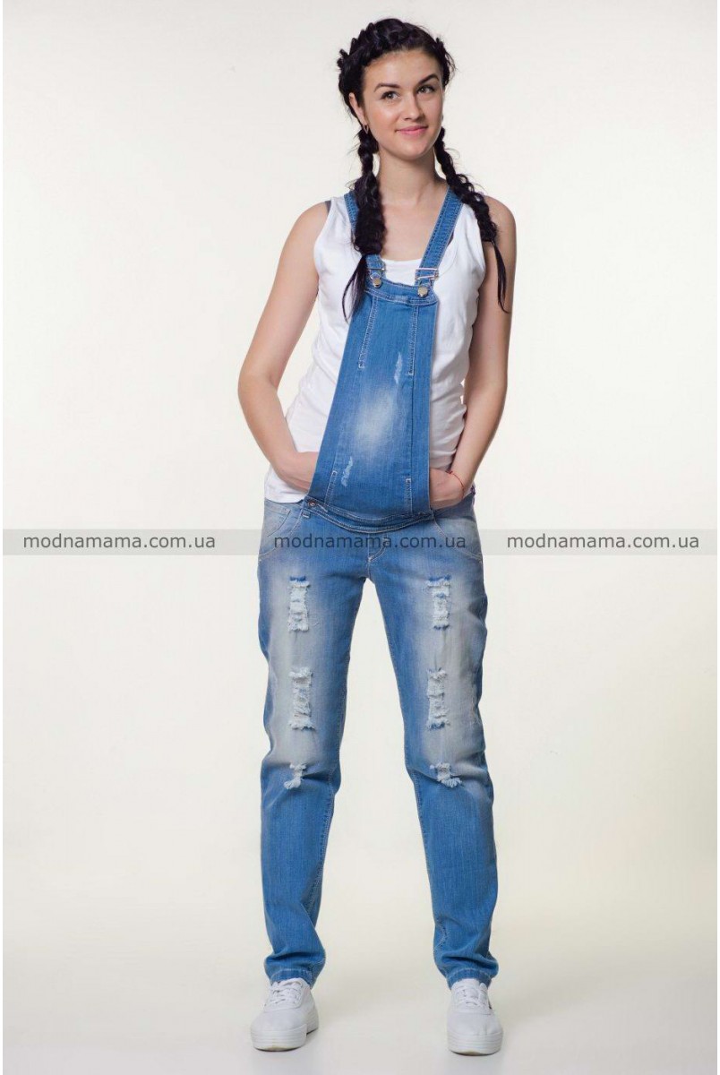 Полукомбінезон джинсовий арт. 10025629 синій варка 1 рванка для вагітних