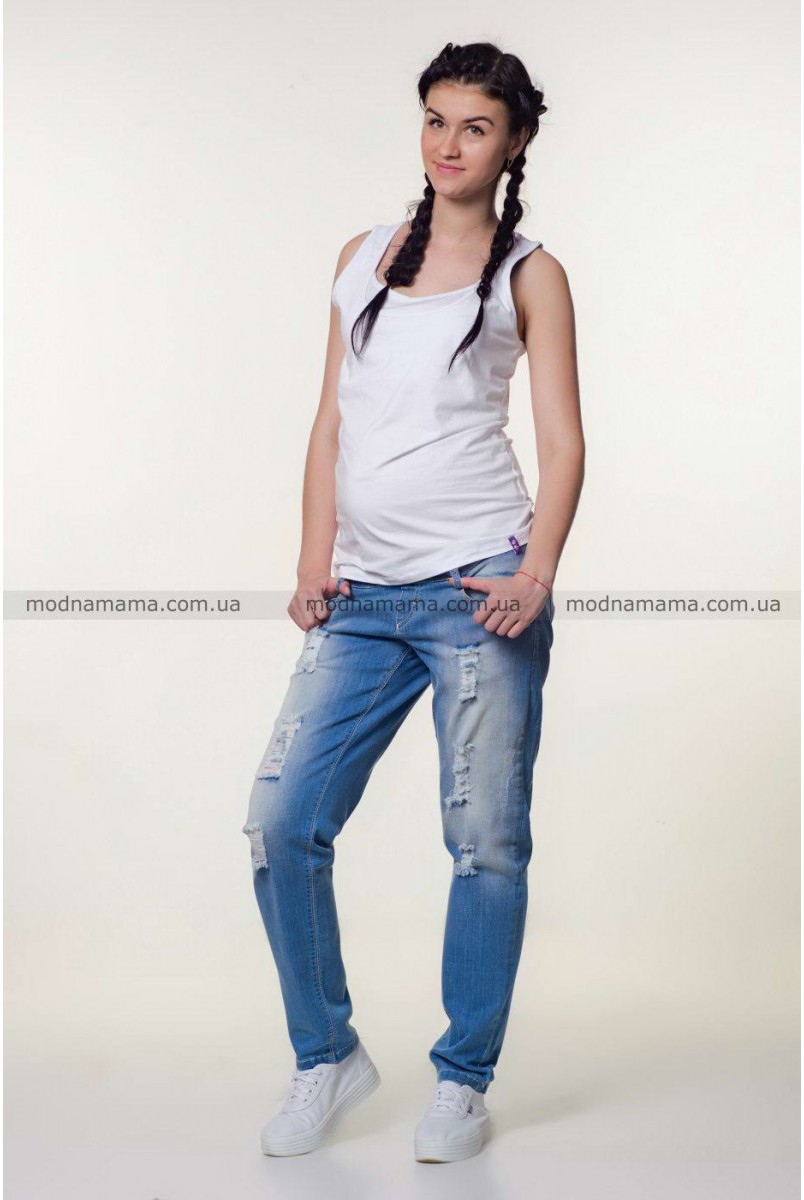 Полукомбинезон джинсовый арт. 10025629 синий варка 1 рванка для беременных