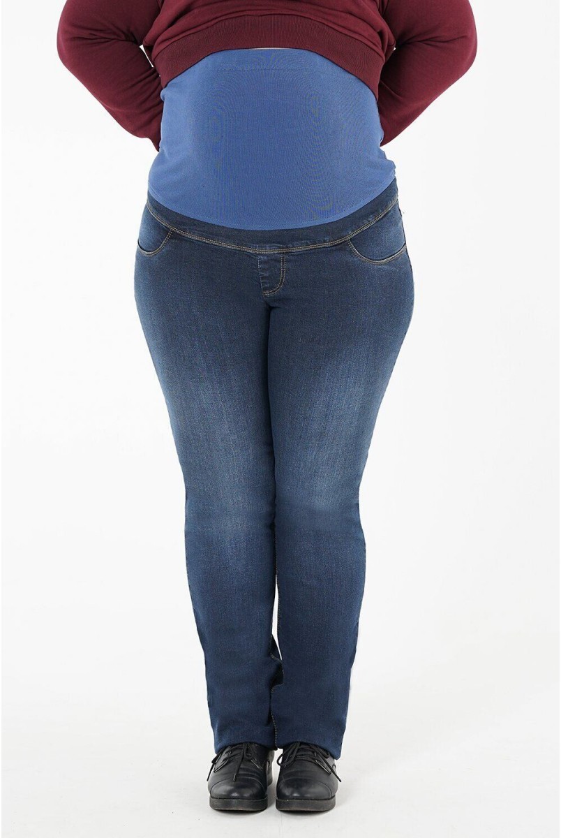 Брюки джинсовые 954737-3В синий батал для беременных 