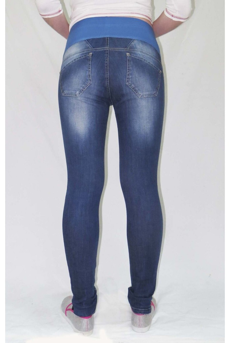 Брюки джинсовые 1163629-1 синие рванка для беременных