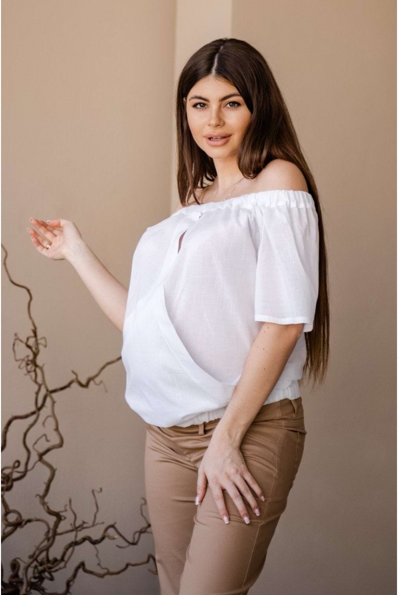 Блуза 4184066 белый для беременных и кормления