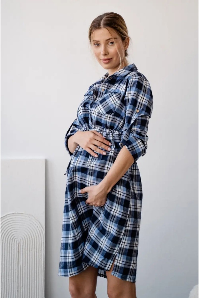 Платье-рубашка 4206729 голубой для беременных и кормления