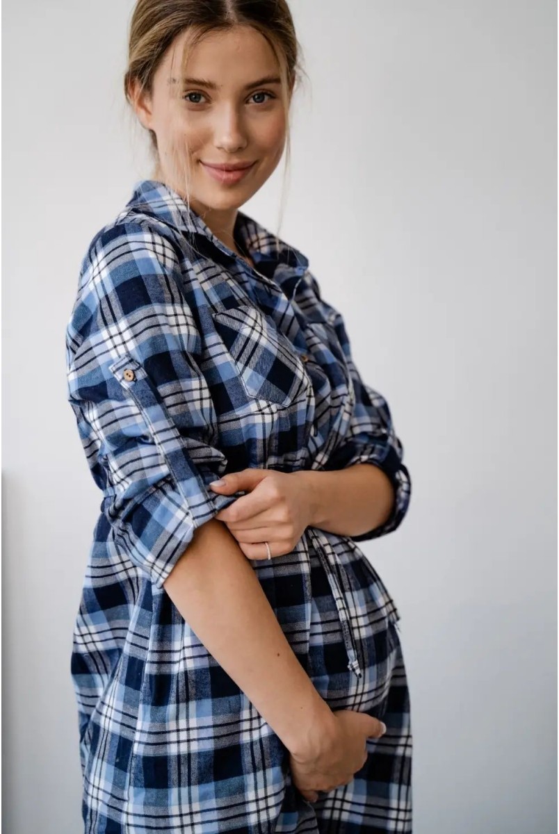 Сукня-сорочка 4206729 Блакитний для вагітних і годування