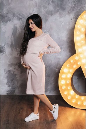 Платье арт. 31380241 пудра для беременных и кормящих
