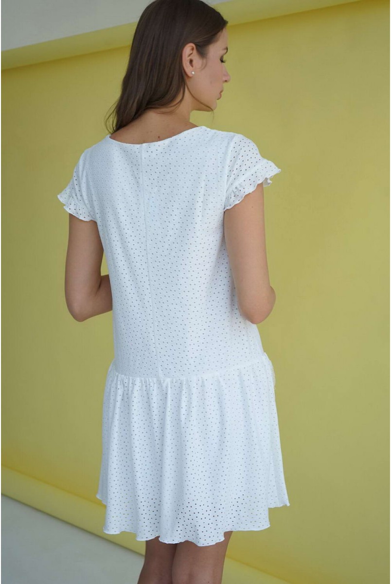 Платье 4244077 белое прошва для беременных и кормления