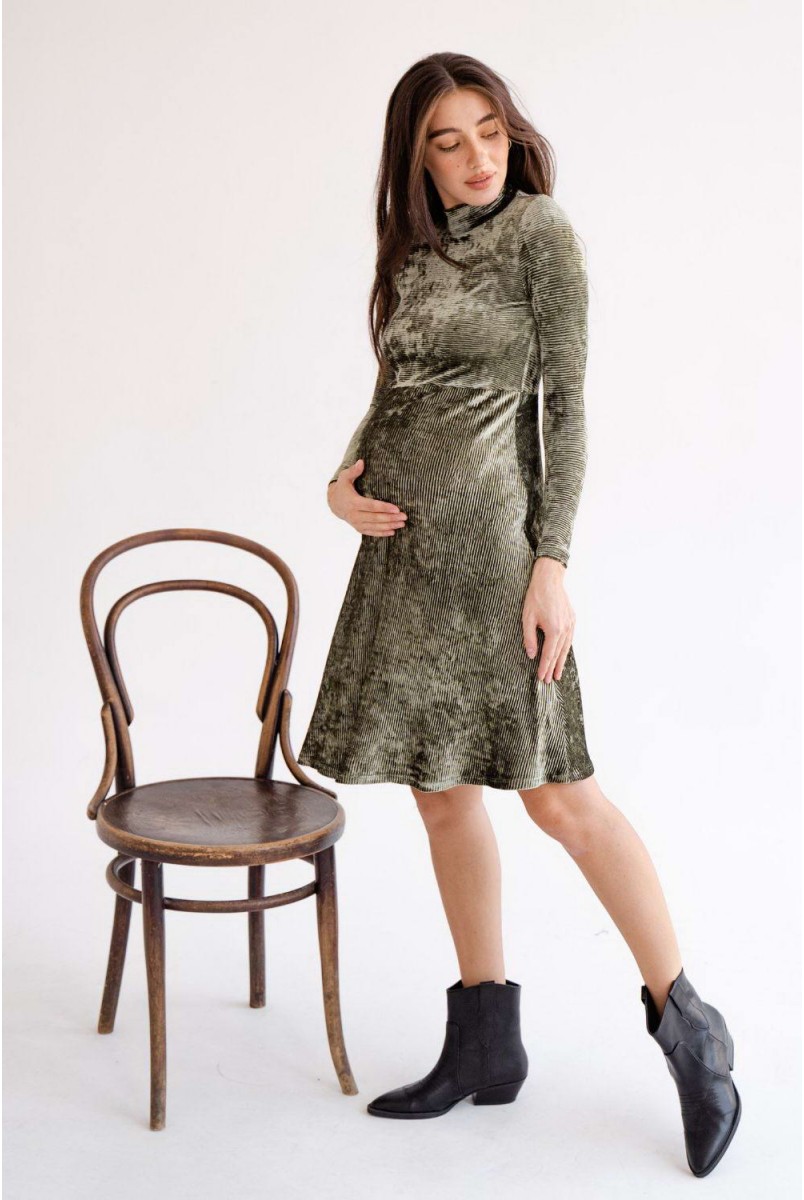 Платье 4226126 темно-зеленый для беременных