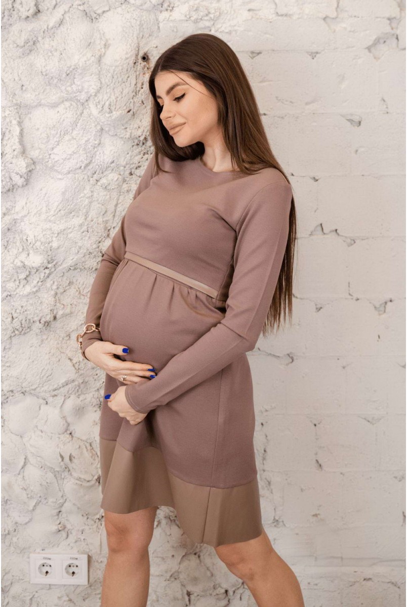 Платье 4283001 мокко для беременных и кормления
