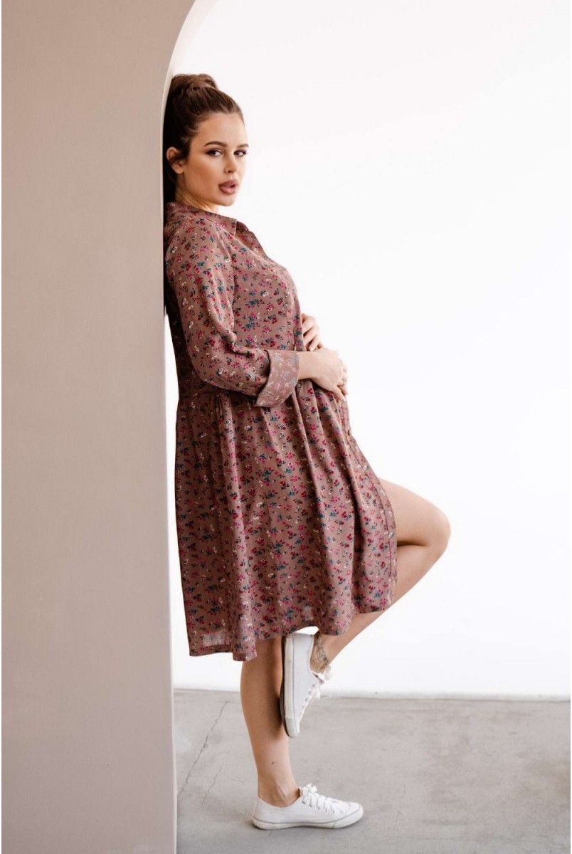 Платье 4292604 коричневый для беременных и кормления