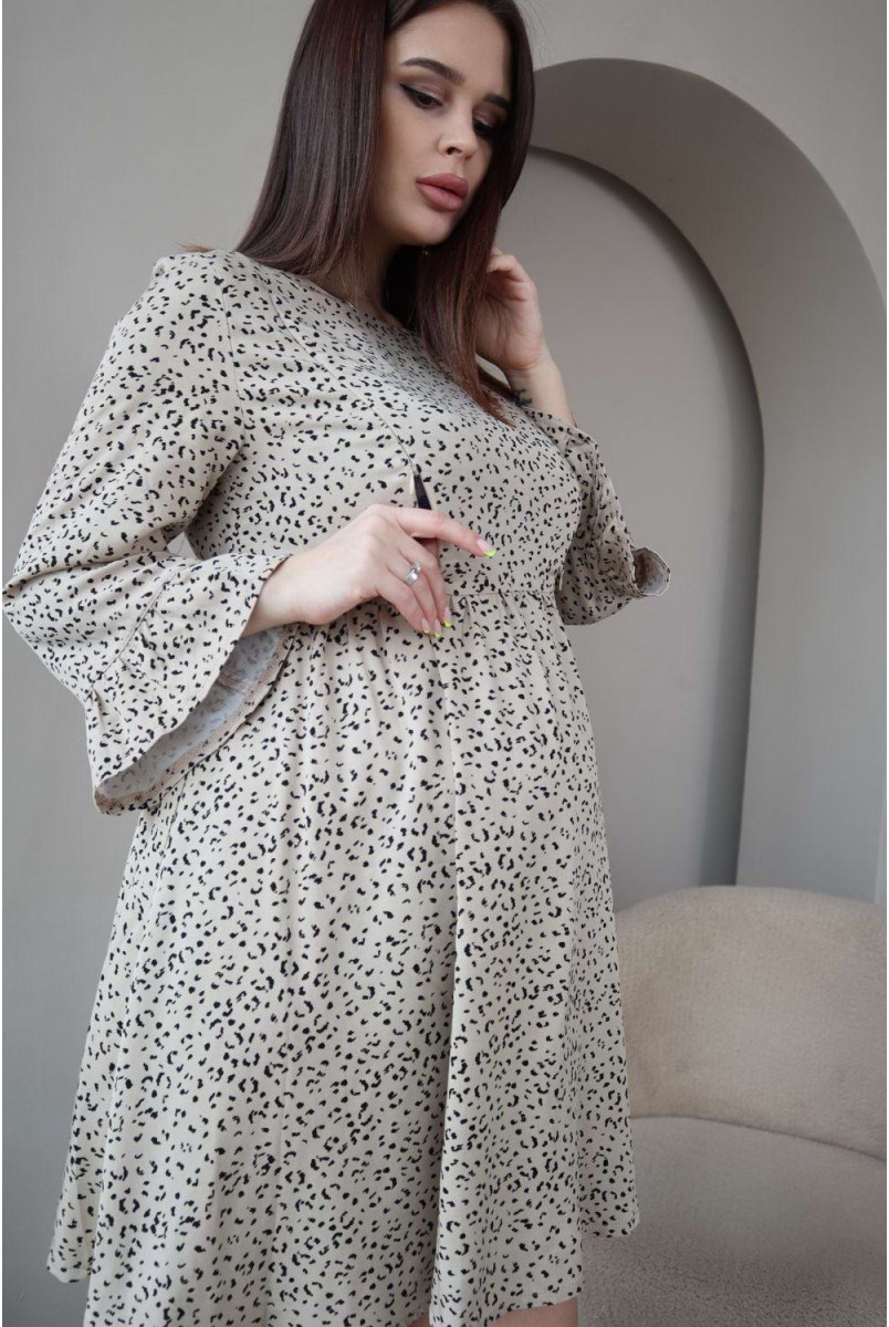 Платье 4291734 бежевый для беременных и кормления