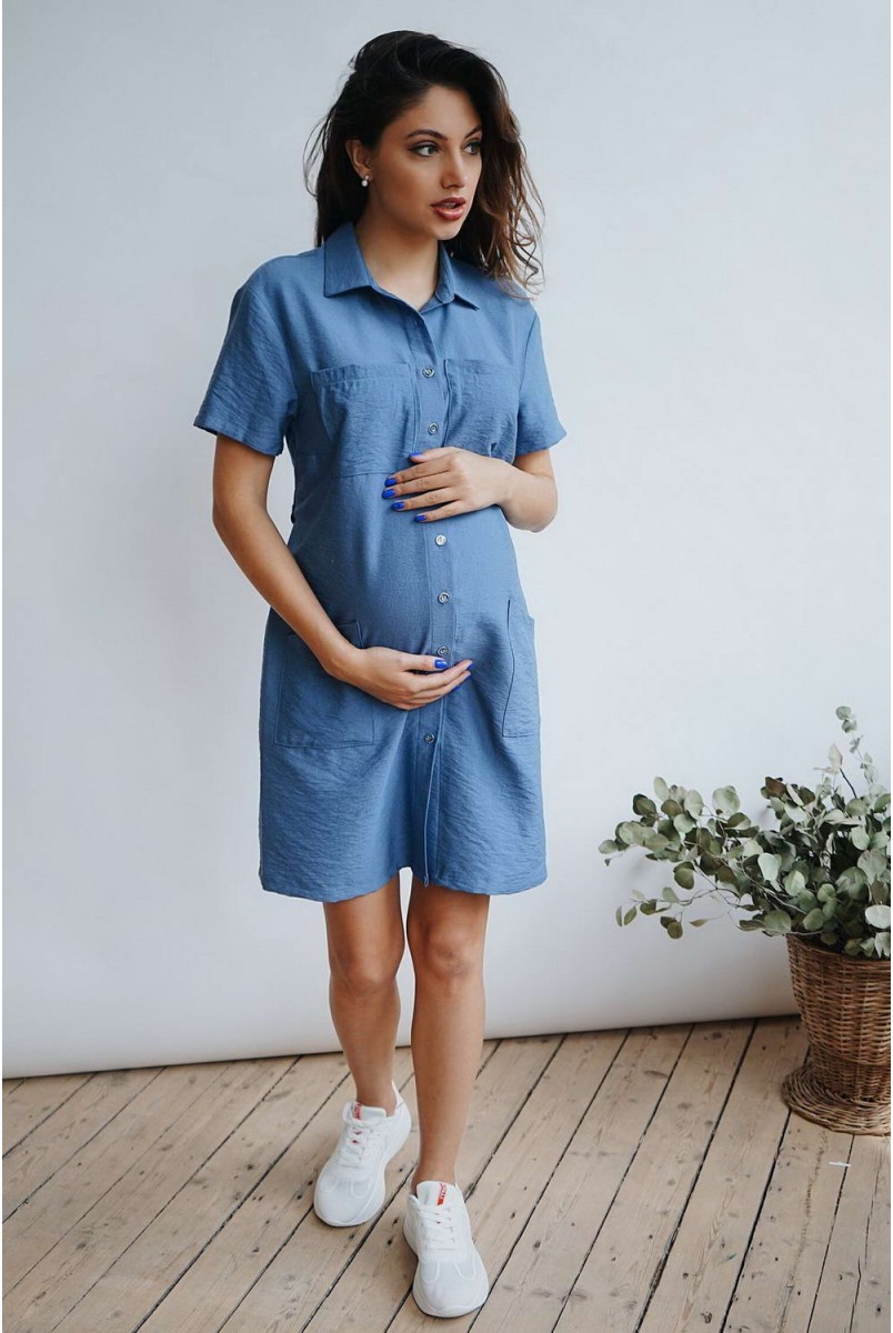 Платье 4248710 деним для беременных и кормления