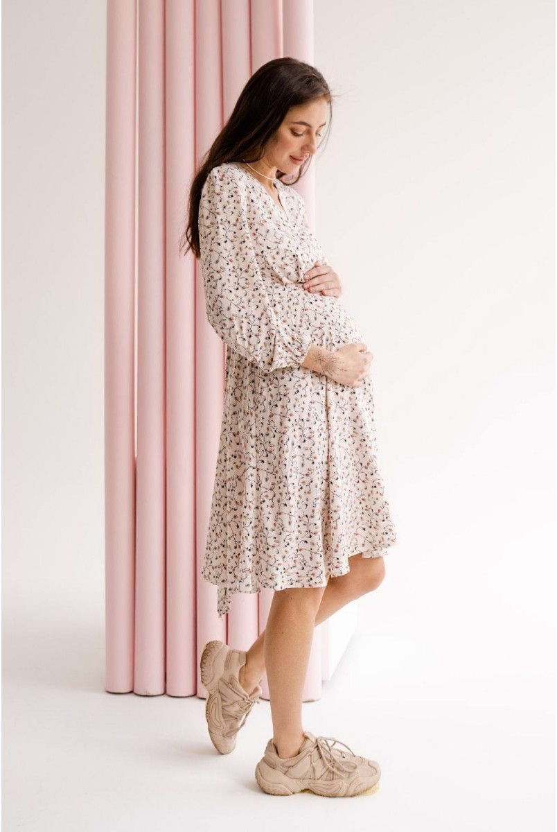 Платье 4316739 кремовый для беременных и кормления