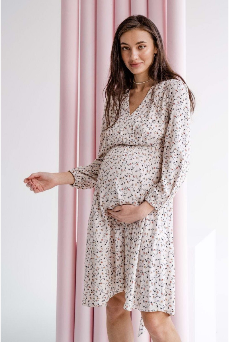 Платье 4316739 кремовый для беременных и кормления