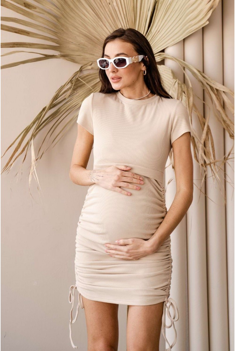 Платье 4315138 бежевый для беременных и кормления