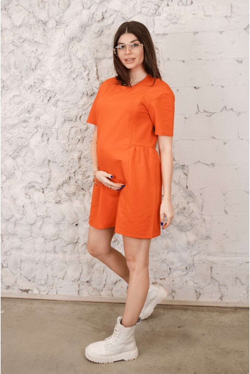 Платье 4242262 оранжевый для беременных и кормления