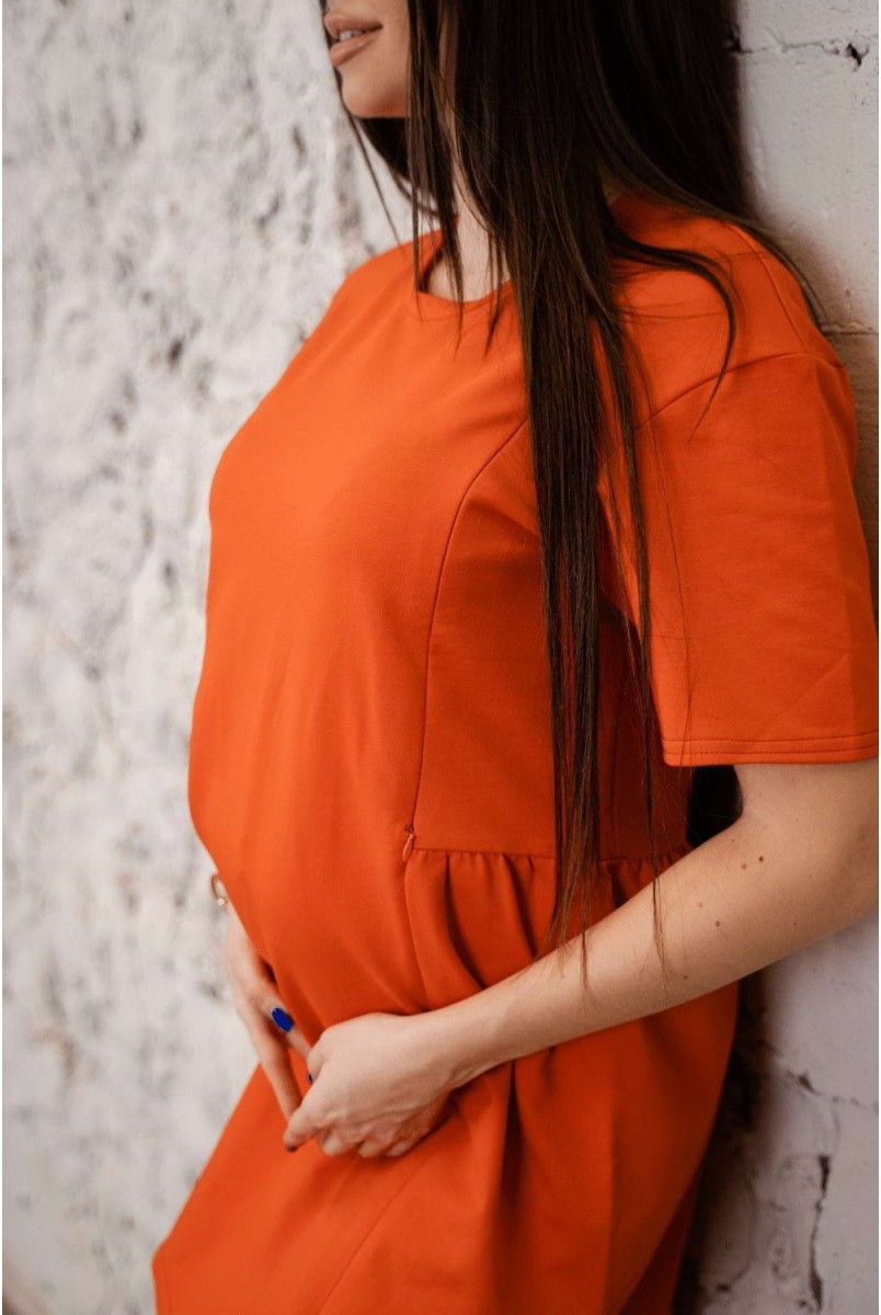 Платье 4242262 оранжевый для беременных и кормления